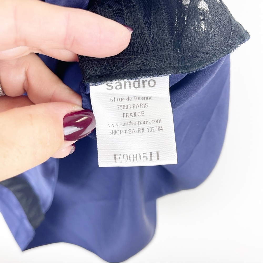 Sandro Silk Side Lace Panel Blouse Size 1 - Picture 6 of 13